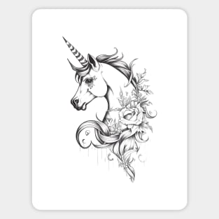 Unicorn Fantasy Wild Animal Illustration Art Tattoo Magnet
